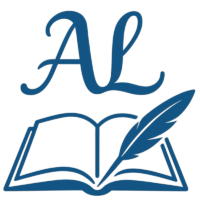 Logga med initialerna AL och bok med fj&auml;derpenna